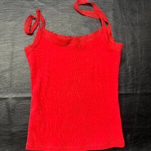 White Fox Boutique Red Lace-Trim Tank Top